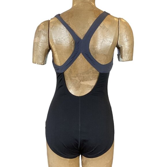 Speedo Endurance+ One Piece Swimsuit Black Zip Neck Sz 8 #293M - Picture 6 of 9